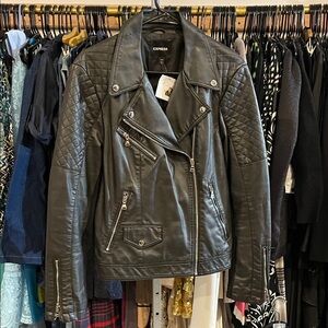 Express Black Leather Biker Jacket